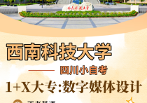 【四川职英教育】西南科技大学小自考1+X大专·专科【数字媒体艺术】—学信网可查/大专艺术专业最简单自考/只统考4科/毕业简单