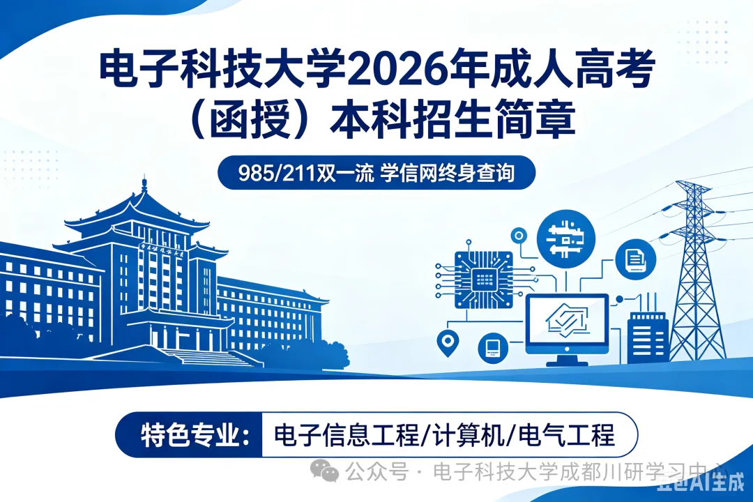 电子科技大学2026年成人高考（函授）本科招生简章—985/211双一流|学信网终身查询、特色专业：电子信息工程/计算机/电气工程