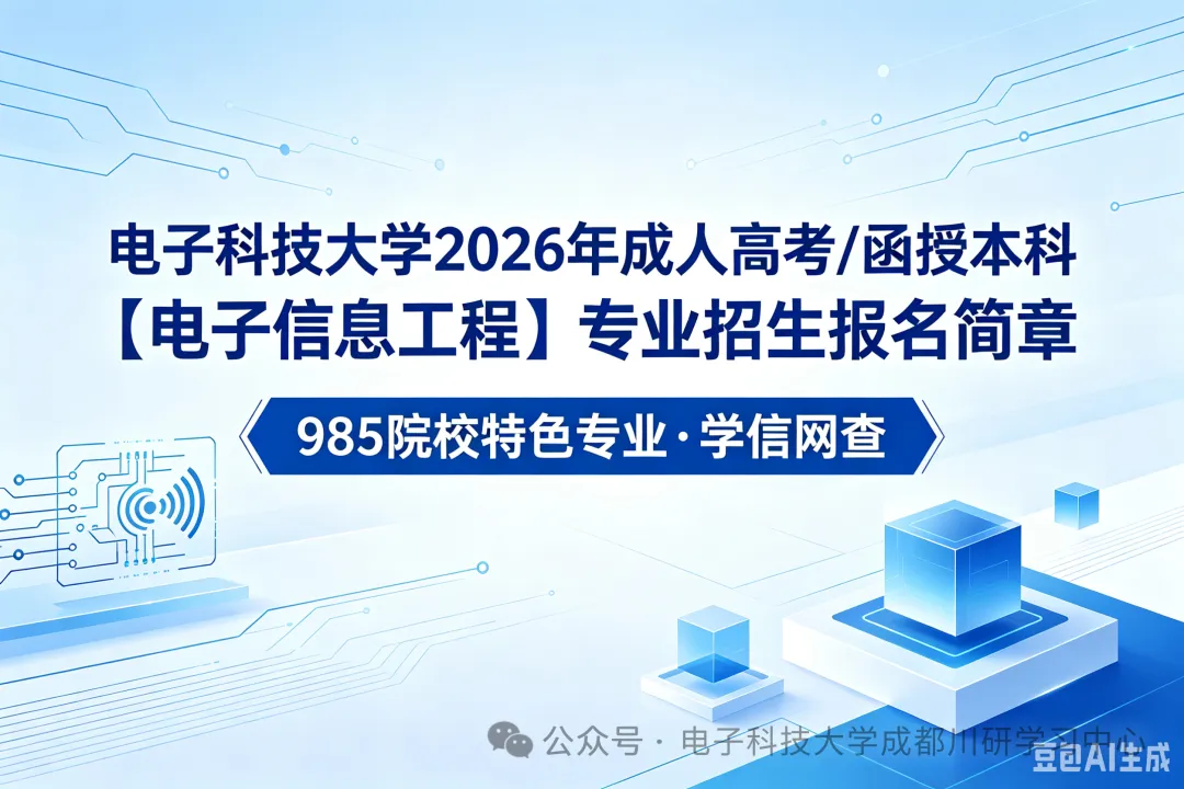 电子科技大学2026年成人高考/函授本科【电子信息工程】专业招生报名简章—985院校特色专业·学信网查